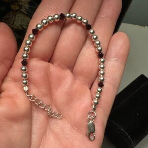 Elegant sterling garnet and silver bead bracelet